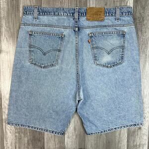 Vintage Levis 505 Regular Fit Denim Jean Shorts Jorts Orange Tab USA Made